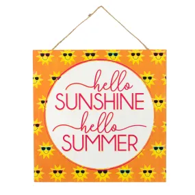 10" Square Wooden Sign: Hello Sunshine Summer