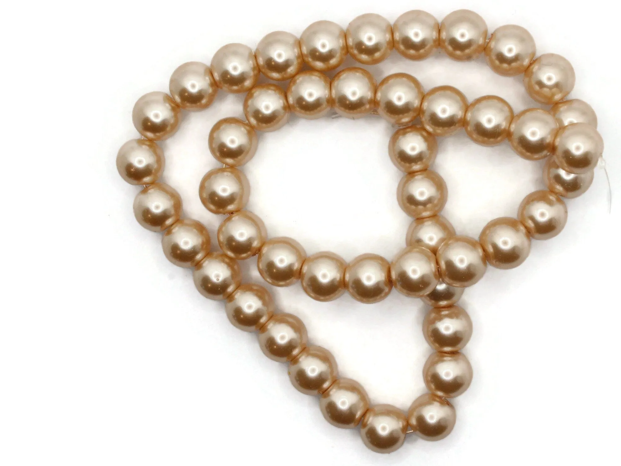 46 10mm Blush Pink Round Glass Pearl Beads