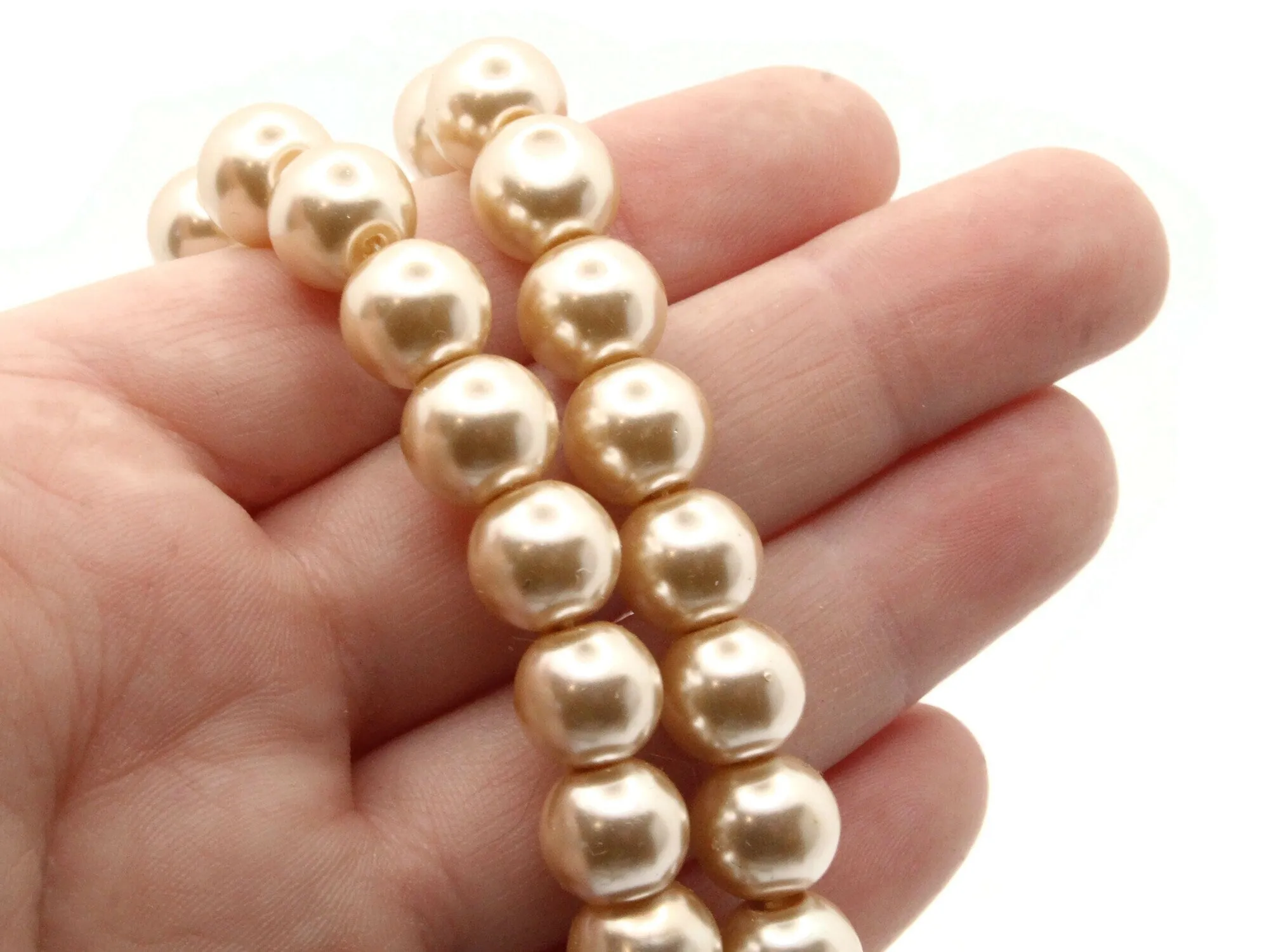 46 10mm Blush Pink Round Glass Pearl Beads