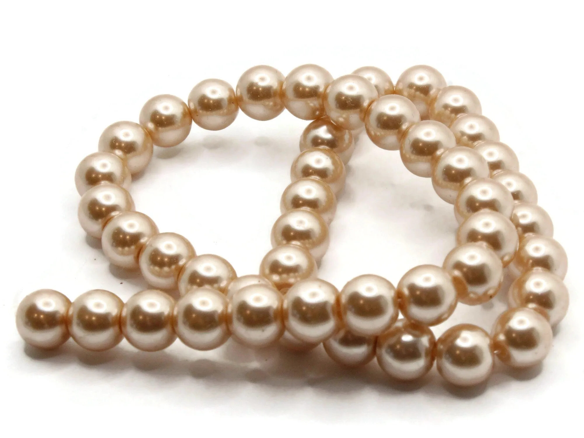 46 10mm Blush Pink Round Glass Pearl Beads