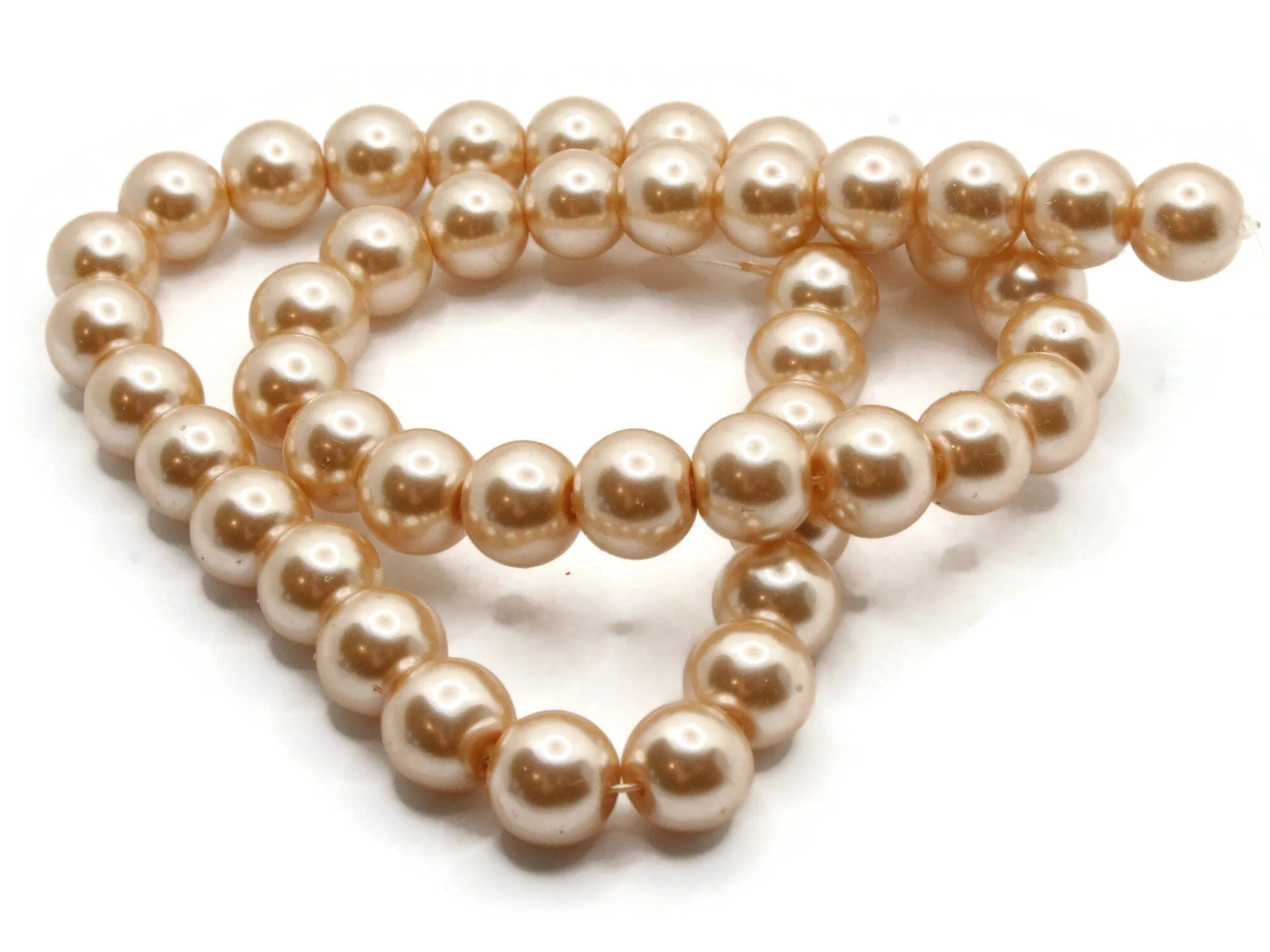 46 10mm Blush Pink Round Glass Pearl Beads