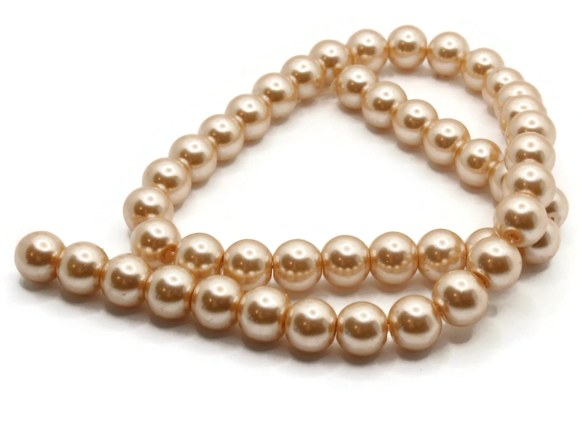 46 10mm Blush Pink Round Glass Pearl Beads
