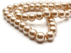 46 10mm Blush Pink Round Glass Pearl Beads