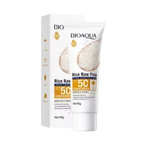 Bioaqua  Rice Raw Pulp Sunscreen Spf 50 Private Label Organic Moisturizing Soothing Uv Perfect Sun Cream BQY09890