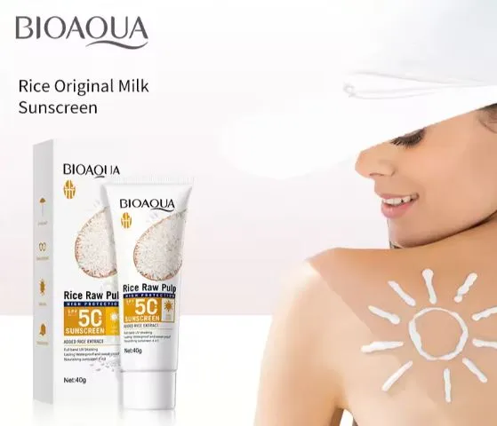 Bioaqua  Rice Raw Pulp Sunscreen Spf 50 Private Label Organic Moisturizing Soothing Uv Perfect Sun Cream BQY09890
