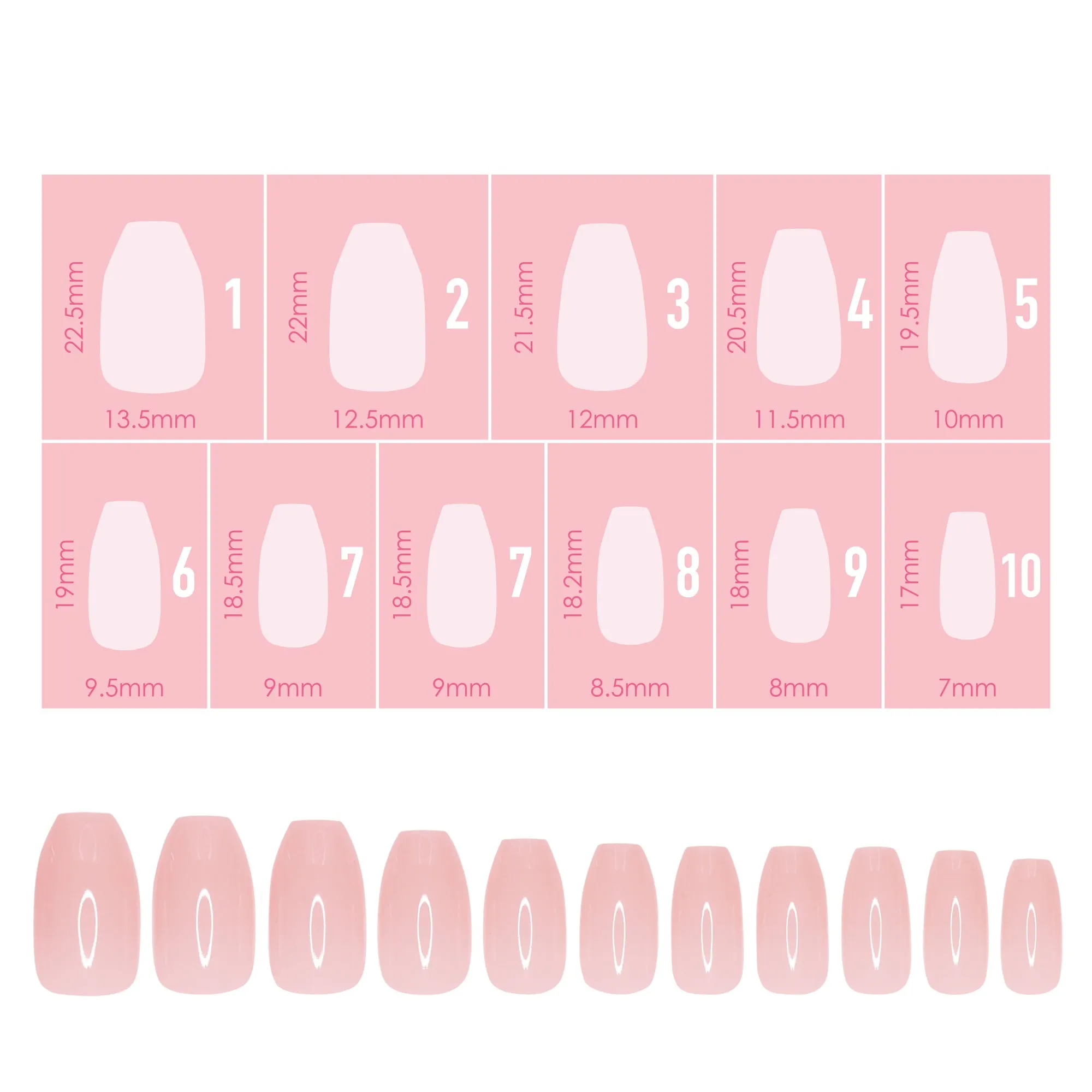 Charme Gel Extension Tips / Coffin / Short / Blush