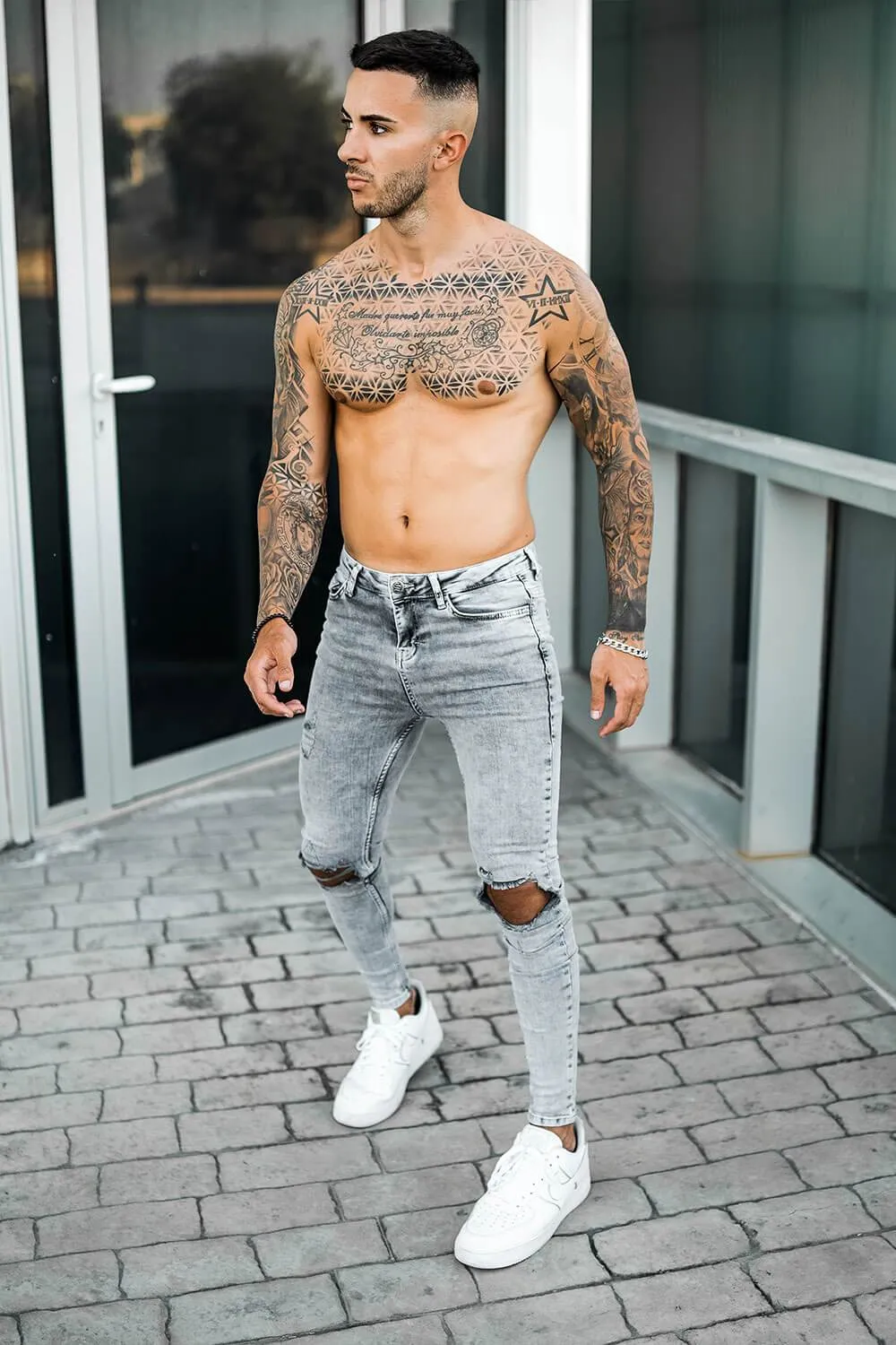 Destroyed Jeans - Acid Grey