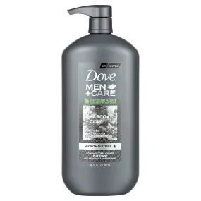 Dove Men Care Purifying Hydrating Face and Body Wash, Charcoal and Clay, 30 fl oz