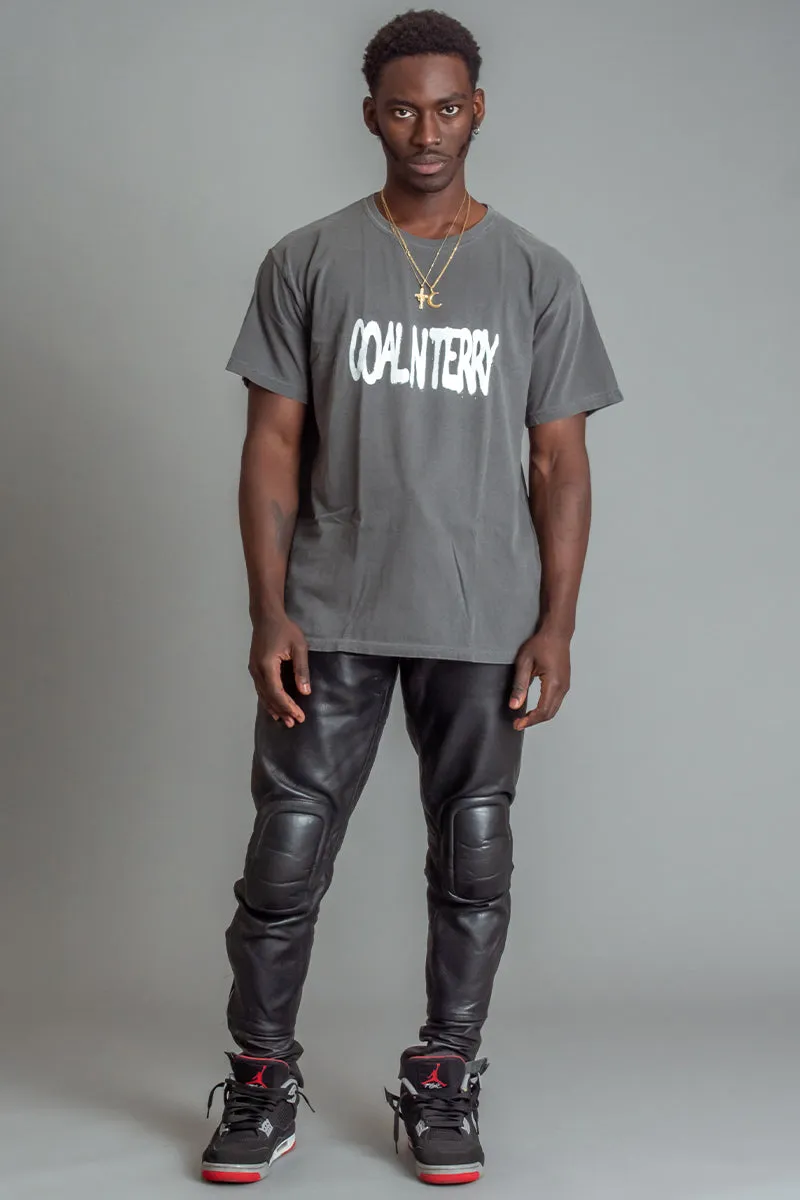GUYS DARK GREY N WHITE SPRAY TEE