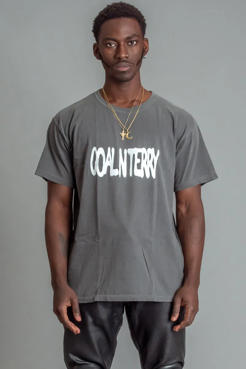 GUYS DARK GREY N WHITE SPRAY TEE