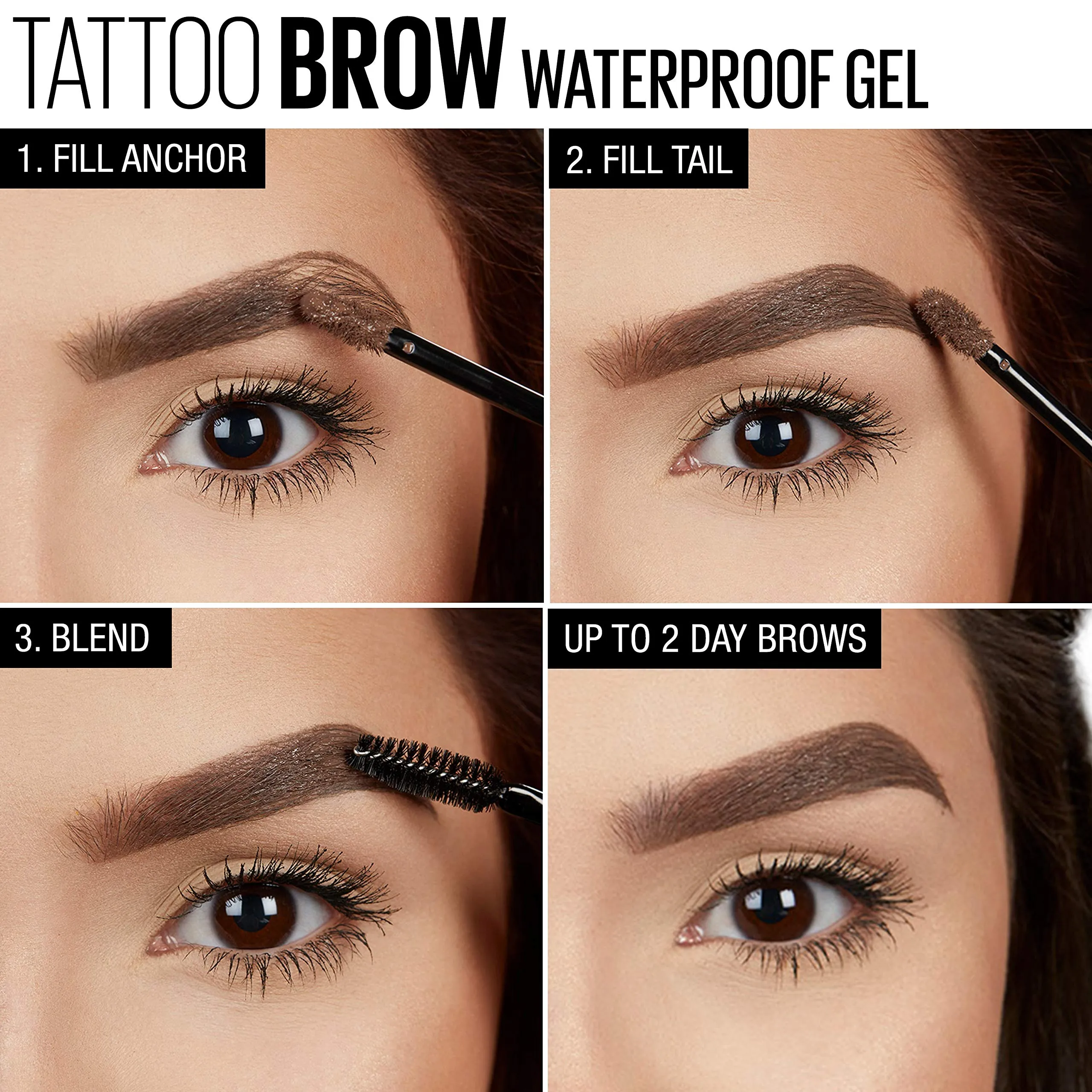 Maybelline TattooStudio Waterproof Eyebrow Gel Makeup, Medium Brown, 0.23 Fl Oz (Pack of 1)