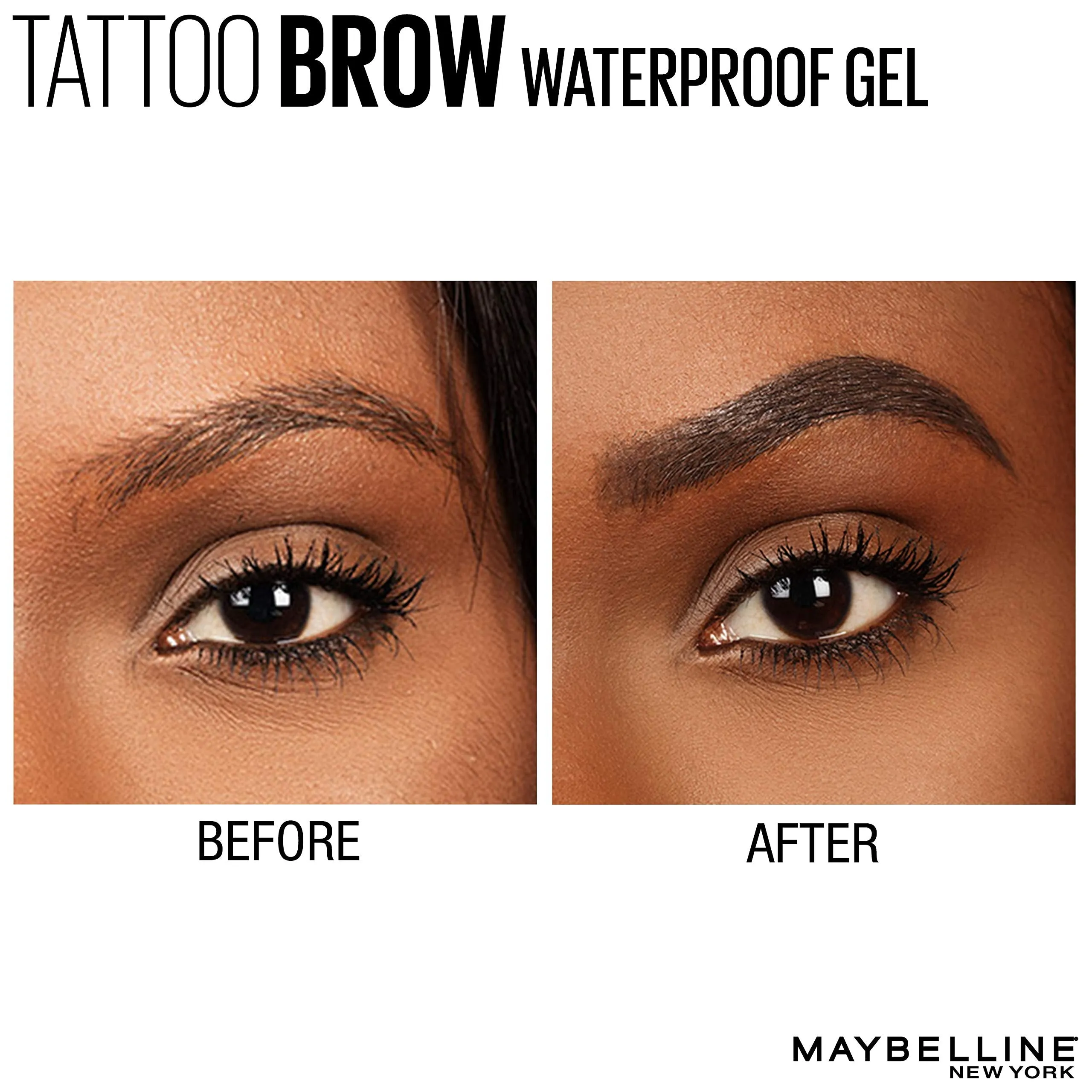 Maybelline TattooStudio Waterproof Eyebrow Gel Makeup, Medium Brown, 0.23 Fl Oz (Pack of 1)