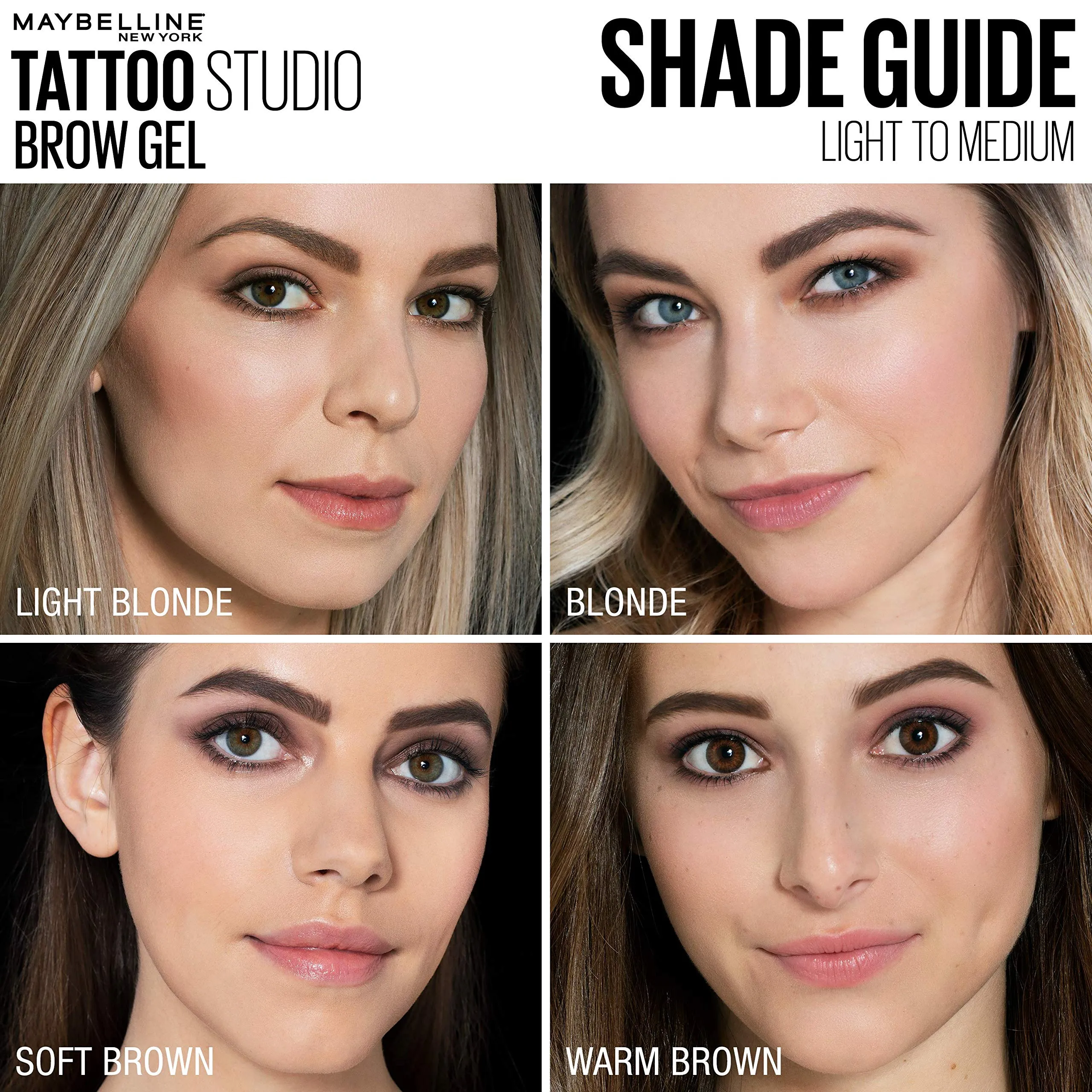 Maybelline TattooStudio Waterproof Eyebrow Gel Makeup, Medium Brown, 0.23 Fl Oz (Pack of 1)