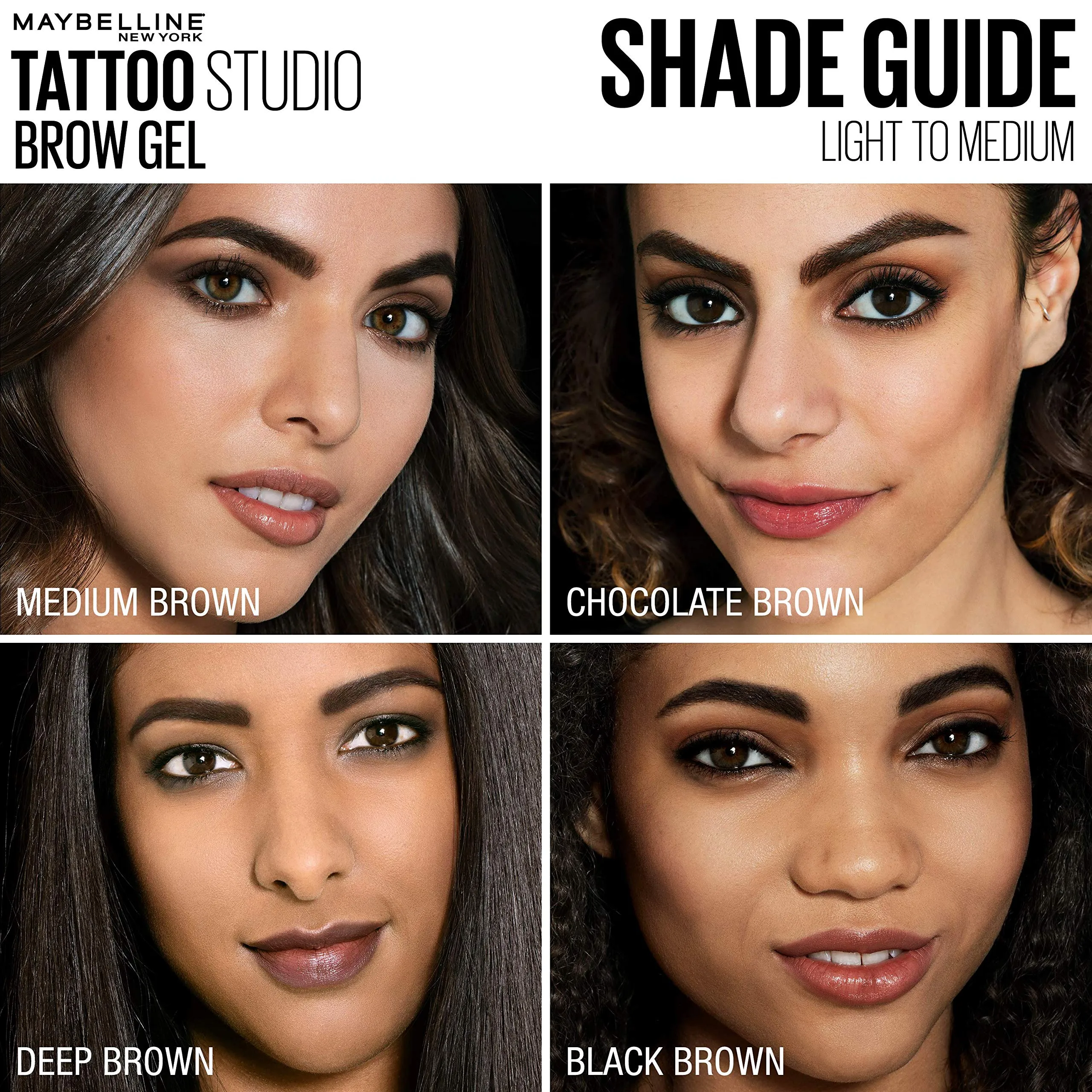 Maybelline TattooStudio Waterproof Eyebrow Gel Makeup, Medium Brown, 0.23 Fl Oz (Pack of 1)